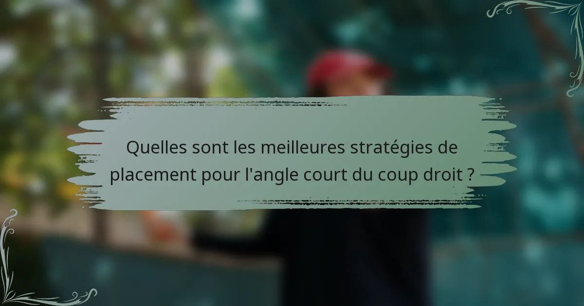 Quelles sont les meilleures stratégies de placement pour l'angle court du coup droit ?