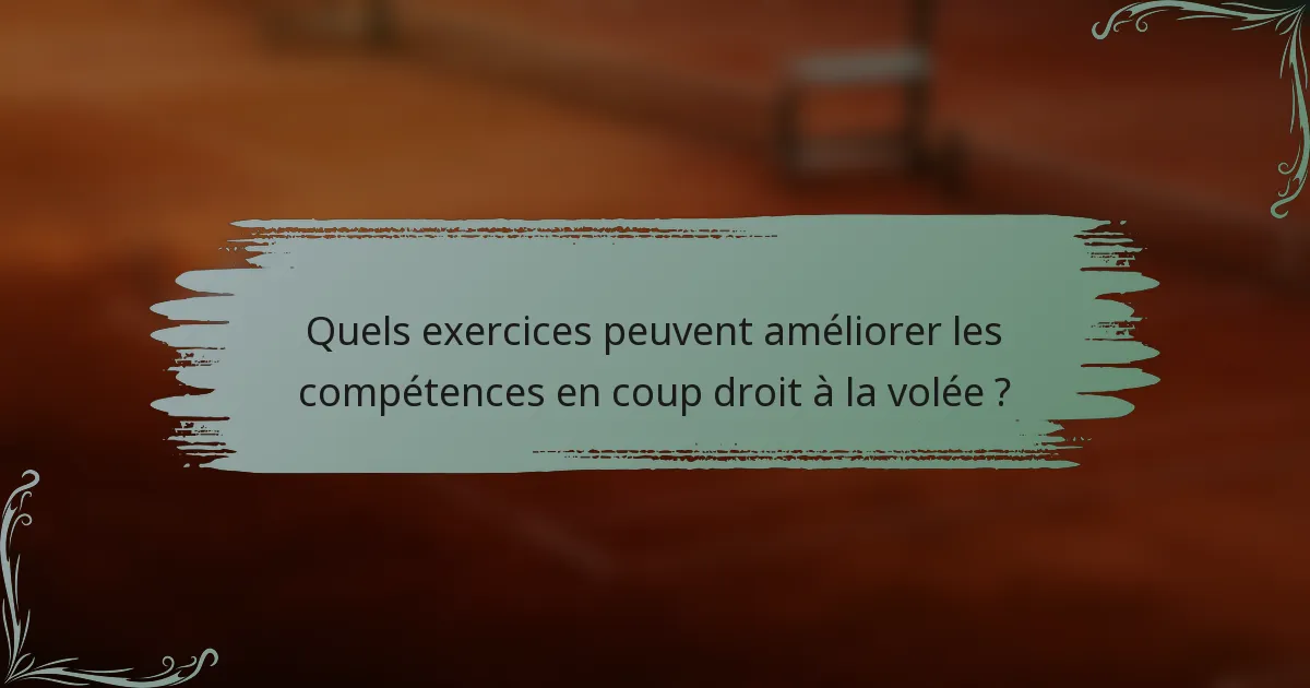 Quels exercices peuvent améliorer les compétences en coup droit à la volée ?